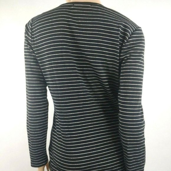 Lauren Ralph Lauren Metallic Striped V-Neck Blouse Size Large - Picture 5 of 6